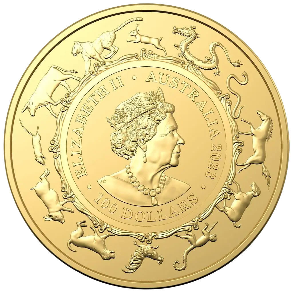 Zlatá mince Lunární série Year of the Rabbit (Rok králíka) 1 Oz 2023 (Lunar RAM)