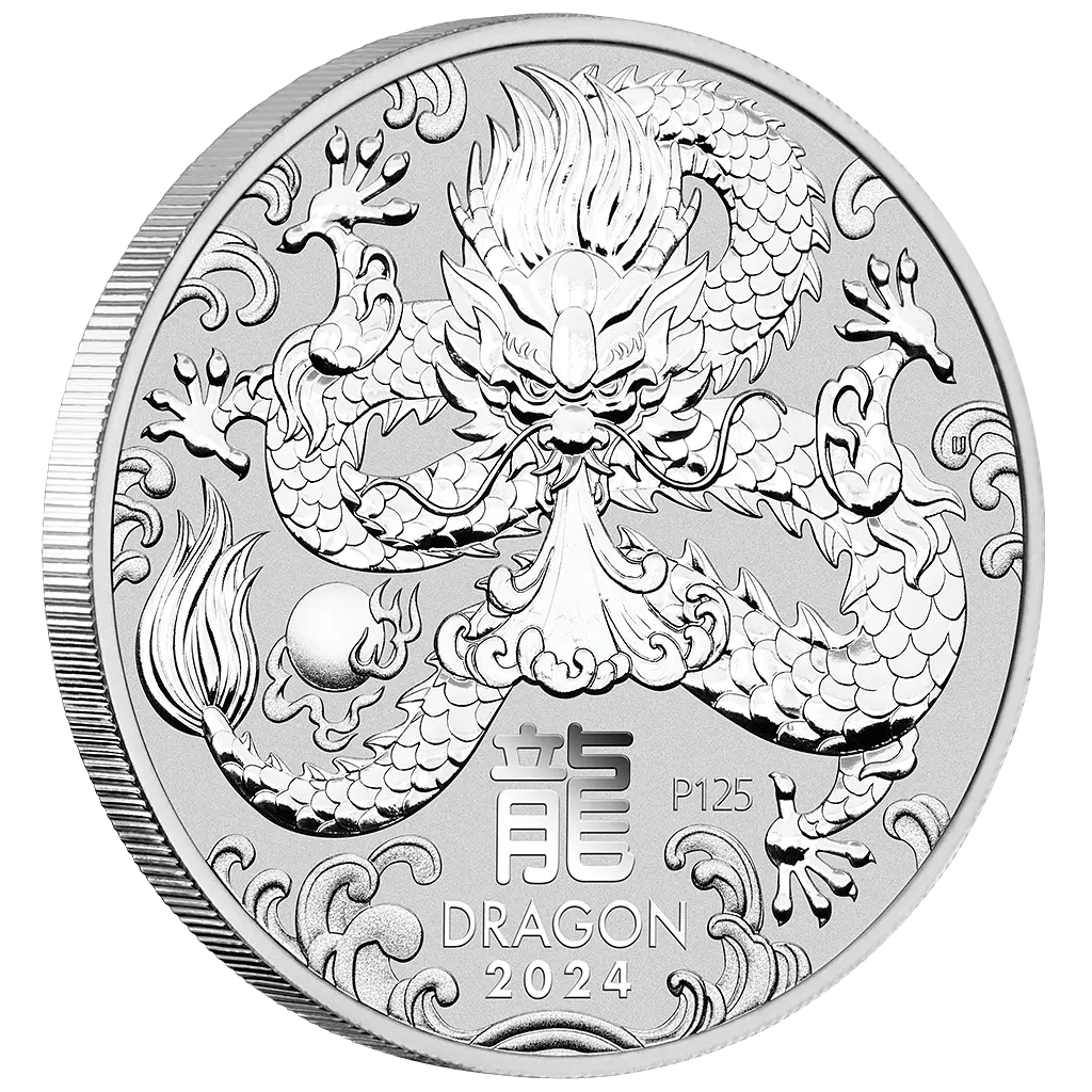 Lunární série III. - stříbrná mince Year of the Dragon (Rok draka) 5 Oz 2024