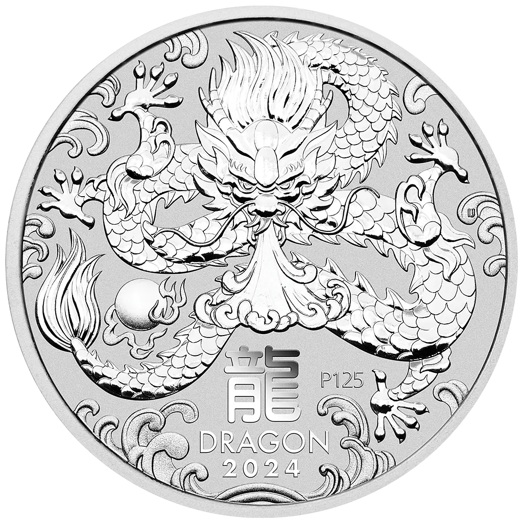 Lunární série III. - stříbrná mince Year of the Dragon (Rok draka) 5 Oz 2024