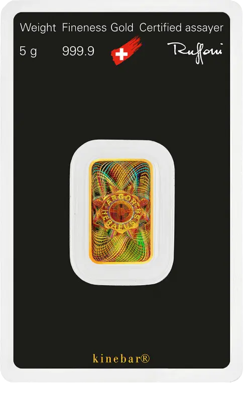Investiční zlato - zlatý slitek 5g Argor Heraeus SA Kinebar