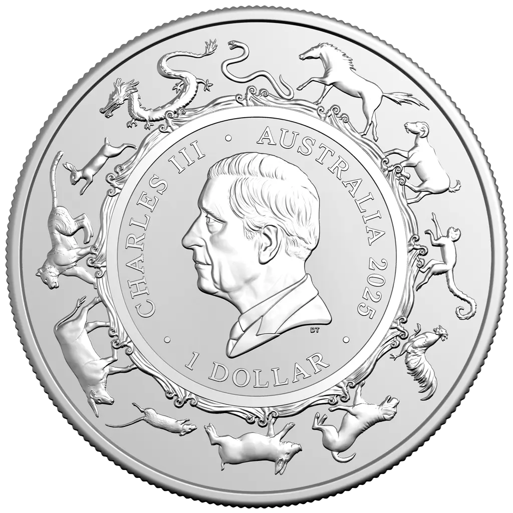 Stříbrná mince Lunární série Year of the Snake (Rok hada) 1 Oz 2025 (Lunar RAM)