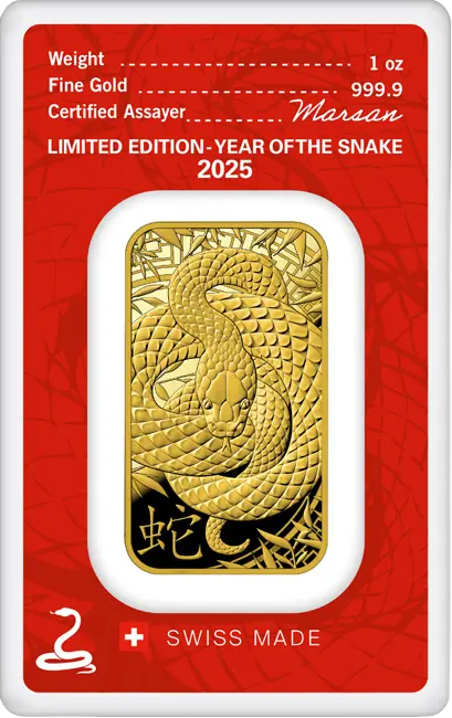 Investiční zlato - zlatý slitek 1 Oz Argor Heraeus SA Year of the Snake (Rok hada) 2025 Limited Edition