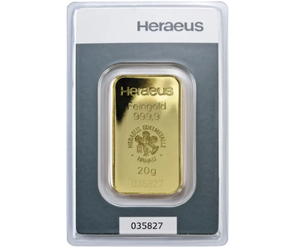 Investiční zlato - zlatý slitek 20g Heraeus