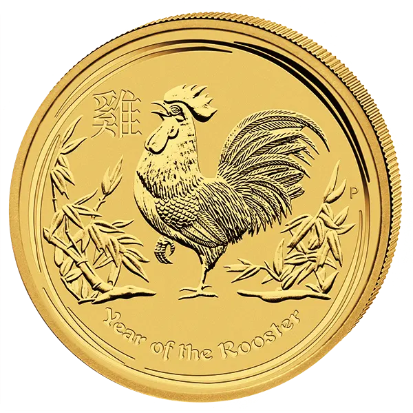 Lunární série II. - zlatá mince 100 AUD Year of the Rooster (Rok kohouta) 1 Oz 2017