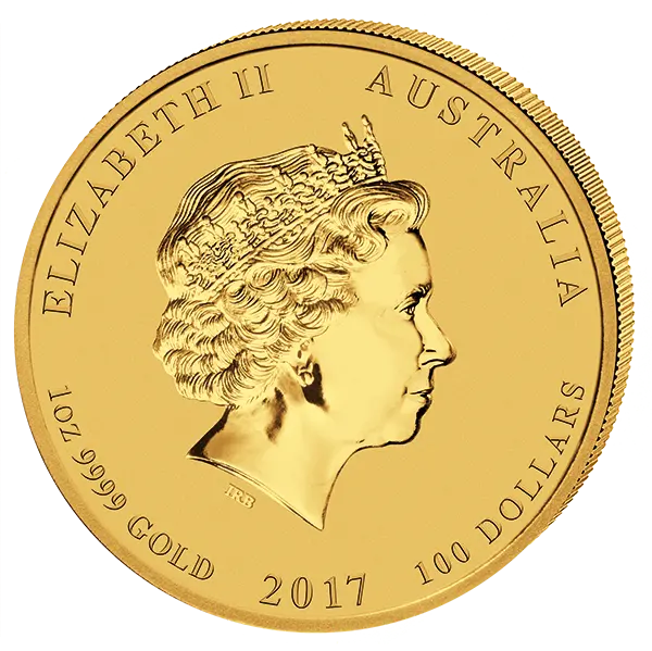 Lunární série II. - zlatá mince 100 AUD Year of the Rooster (Rok kohouta) 1 Oz 2017