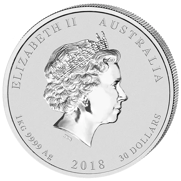 Lunární série II. - stříbrná mince 30 AUD Year of the Dog (Rok psa) 1 kg 2018