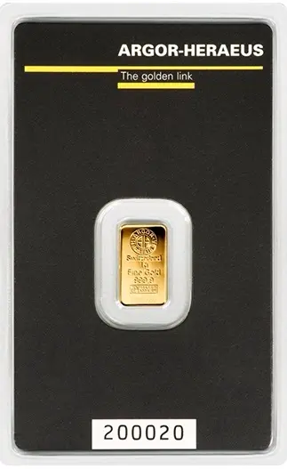 Investiční zlato - zlatý slitek 1g Argor Heraeus SA
