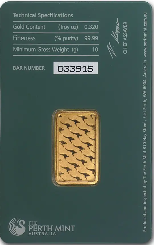 Investiční zlato - zlatý slitek 10g Perth Mint