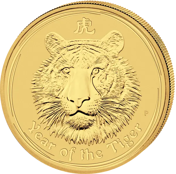 Lunární série II. - zlatá mince 100 AUD Year of the Tiger (Rok tygra) 1 Oz 2010