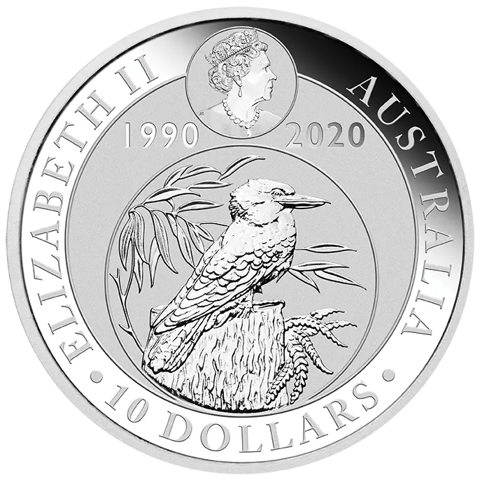 Stříbrná mince 10 Oz Australian Kookaburra (Ledňáček) 2020 (1990-2020)