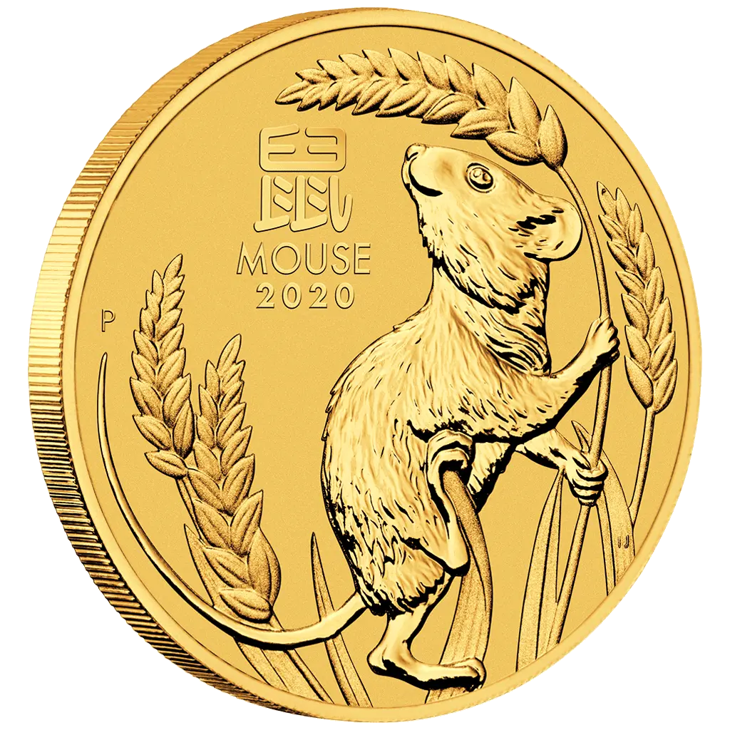 Lunární série III. - zlatá mince Year of the Mouse (Rok krysy) 1/20 Oz 2020