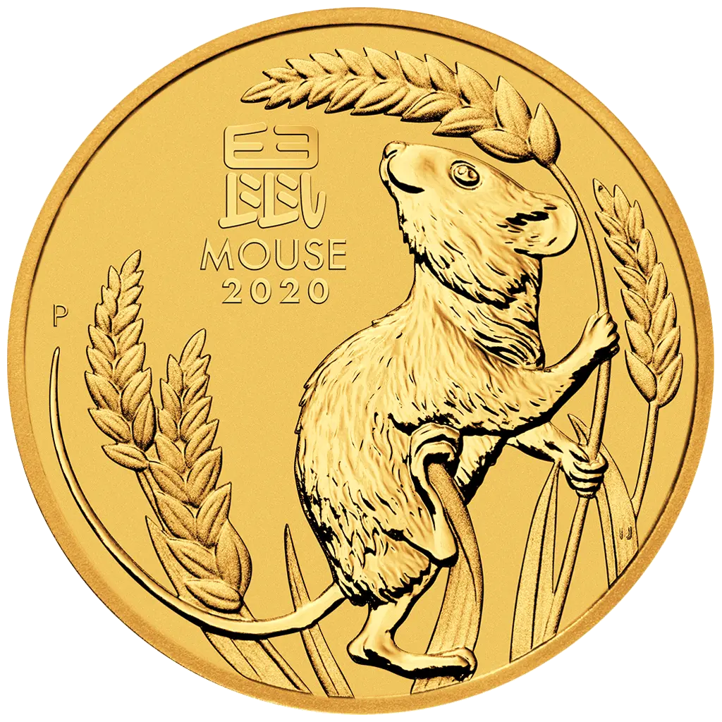 Lunární série III. - zlatá mince Year of the Mouse (Rok krysy) 1/20 Oz 2020