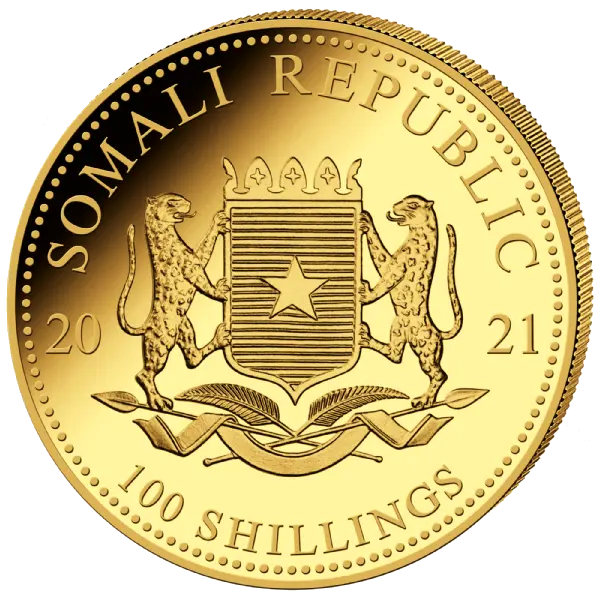 Zlatá mince 100 Shillings Elephant (Slon africký) 1/10 Oz 2021 (African Wildlife Series)