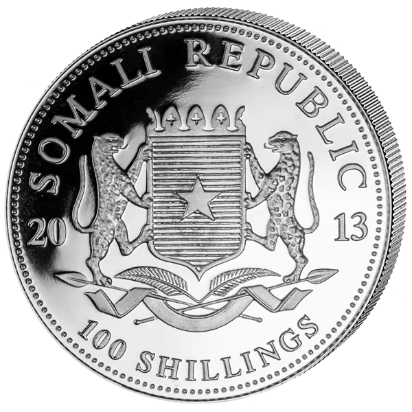 Stříbrná mince 100 Shillings Elephant (Slon africký) 1 Oz 2013 (African Wildlife Series)