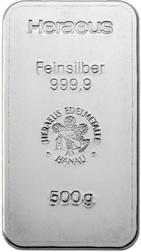 Investiční stříbro - stříbrný slitek 500g Heraeus
