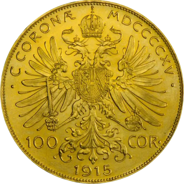Zlatá mince 100 Koruna Františka Josefa I. 1915 (novoražba)