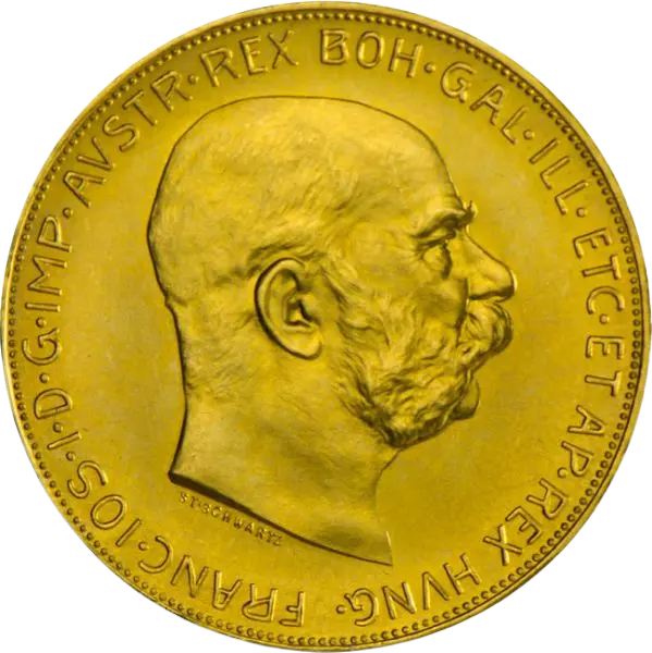Zlatá mince 100 Koruna Františka Josefa I. 1915 (novoražba)