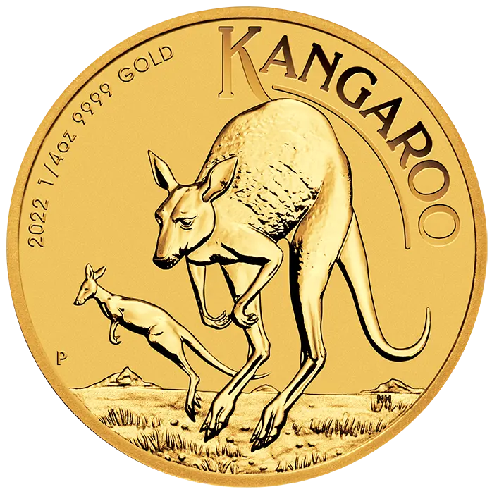 Zlatá mince 25 AUD Australian Kangaroo (Klokan rudý) 1/4 Oz 2022
