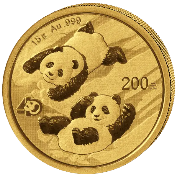 Zlatá mince 200 Yuan China Panda 15g 2022 (40. výročí)