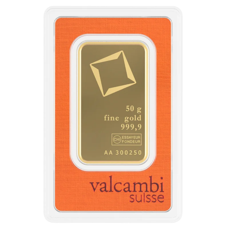 Investiční zlato - zlatý slitek 50g Valcambi SA