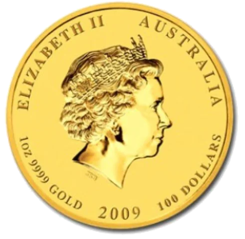 Lunární série II. - zlatá mince 100 AUD Year of the Ox (Rok buvola) 1 Oz 2009