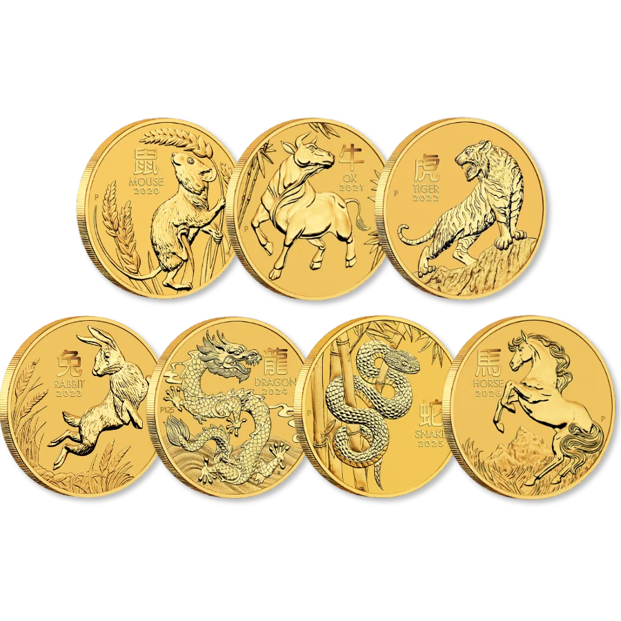 Lunární série III. - sada zlatých mincí 7 x 1 Oz (2020-2026)