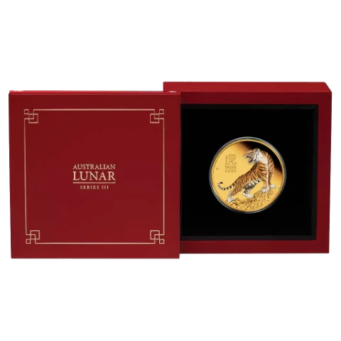 Lunární série III. - exkluzivní zlatá mince Year of the Tiger (Rok tygra) 1 Oz 2022 Color PROOF