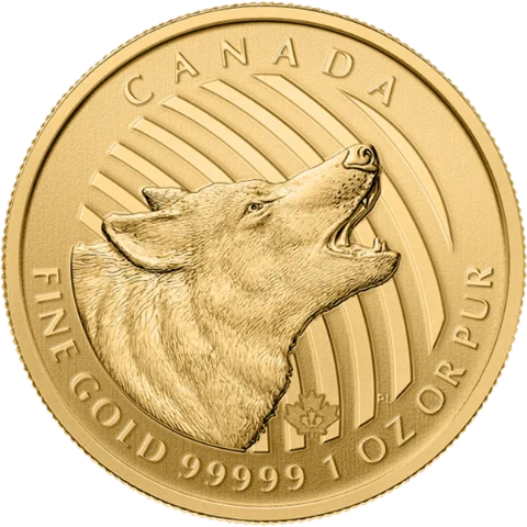Zlatá mince 200 CAD Howling Wolf (Vyjící vlk) 1 Oz 2014 (.99999)