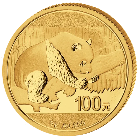 Zlatá mince 100 Yuan China Panda 8g 2016