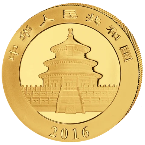 Zlatá mince 100 Yuan China Panda 8g 2016