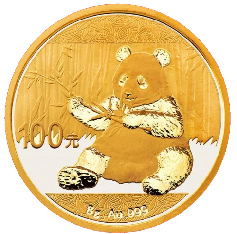 Zlatá mince 100 Yuan China Panda 8g 2017