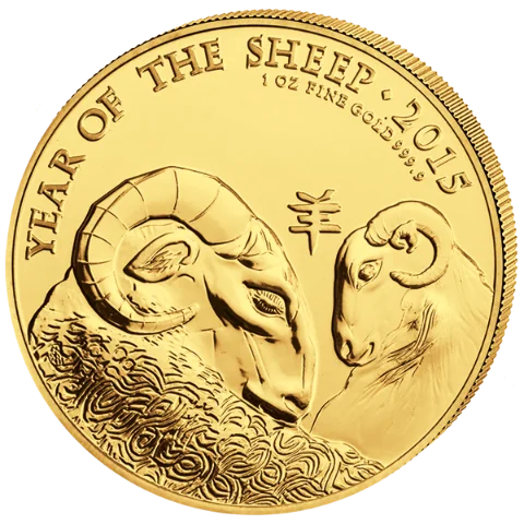 Lunární série - zlatá mince 100 Pounds Year of the Sheep (Rok ovce) 1 Oz 2015 (Royal Mint)