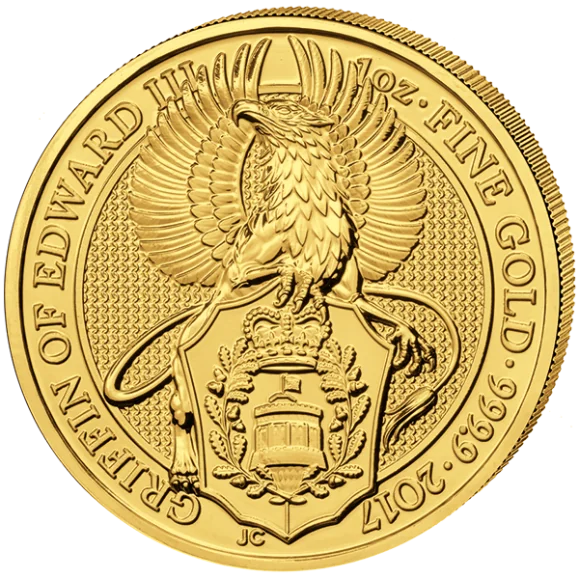 Zlatá mince The Queen's Beasts The Griffin of Edward III. 1 Oz 2017