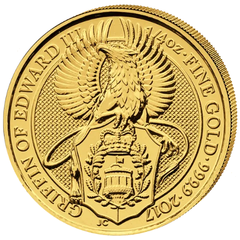 Zlatá mince The Queen's Beasts The Griffin of Edward III. 1/4 Oz 2017