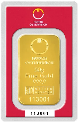 Investiční zlato - zlatý slitek 50g Münze Österreich