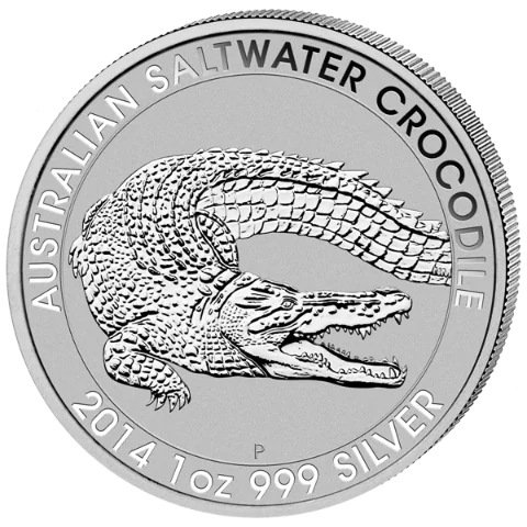 Stříbrná mince 1 Oz Australian Saltwater Crocodile (Krokodýl mořský) 2014