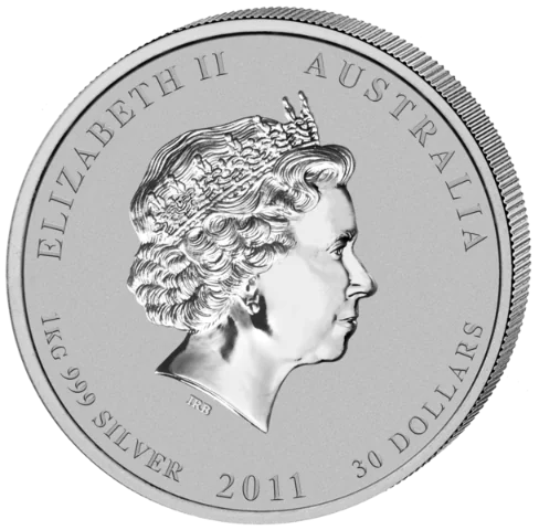 Lunární série II. - stříbrná mince 30 AUD Year of the Rabbit (Rok králíka) 1 kg 2011