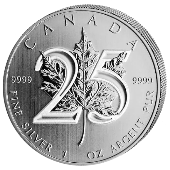 Stříbrná mince 1 Oz  Maple Leaf 2013 25th Anniversary (25.výročí 1988-2013)
