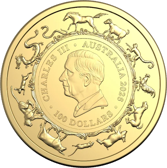 Zlatá mince Lunární série Year of the Horse (Rok koně) 1 Oz 2026 (Lunar RAM)