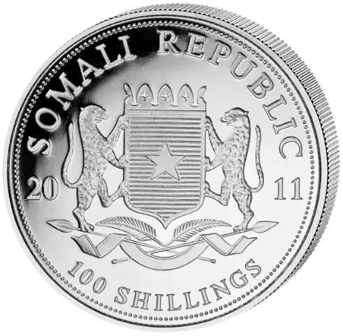 Stříbrná mince 100 Shillings Elephant (Slon africký) 1 Oz 2011 (African Wildlife Series)