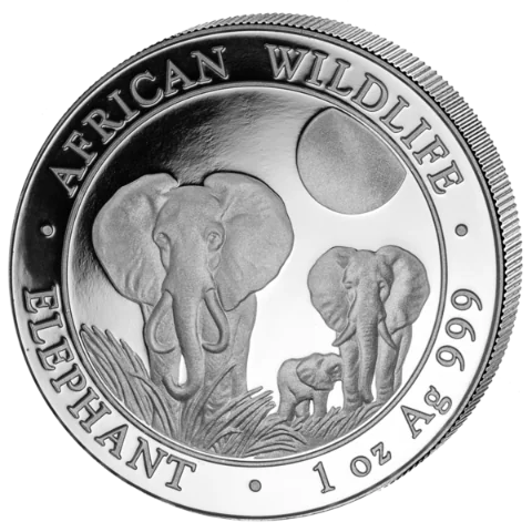 Stříbrná mince 100 Shillings Elephant (Slon africký) 1 Oz 2014 (African Wildlife Series)