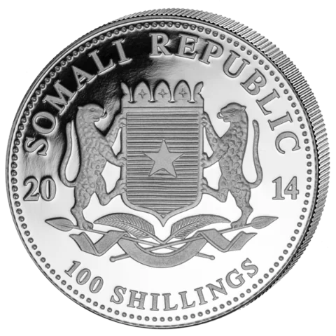 Stříbrná mince 100 Shillings Elephant (Slon africký) 1 Oz 2014 (African Wildlife Series)