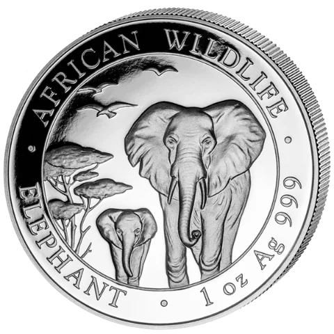 Stříbrná mince 100 Shillings Elephant (Slon africký) 1 Oz 2015 (African Wildlife Series)