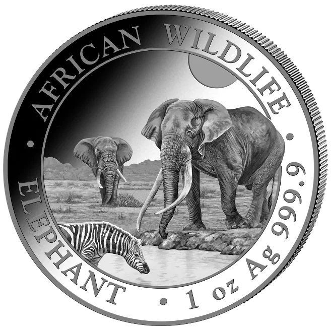 Stříbrná mince 100 Shillings Elephant (Slon africký) 1 Oz 2026 (African Wildlife Series)