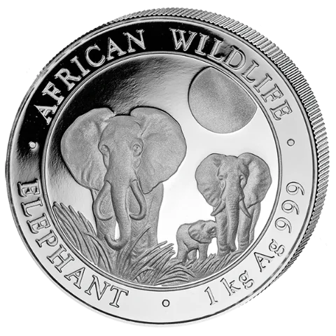 Stříbrná mince 2000 Shillings Elephant (Slon africký) 1 kg 2014 (African Wildlife Series)