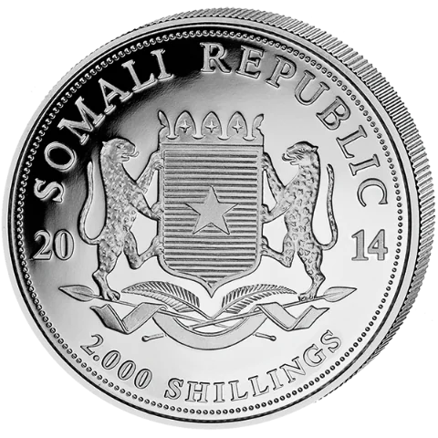 Stříbrná mince 2000 Shillings Elephant (Slon africký) 1 kg 2014 (African Wildlife Series)