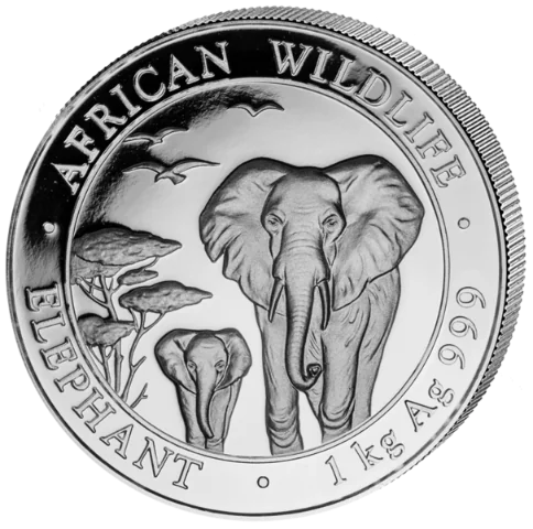 Stříbrná mince 2000 Shillings Elephant (Slon africký) 1 kg 2015 (African Wildlife Series)